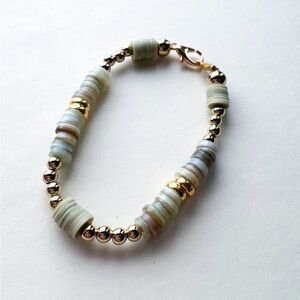 Simple Gold and Sage Beaded Bracelet